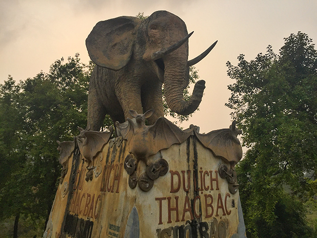 Elephant monument with bats