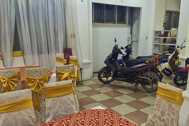 Bike parking in the lobby of Minh Nhung Hotel II